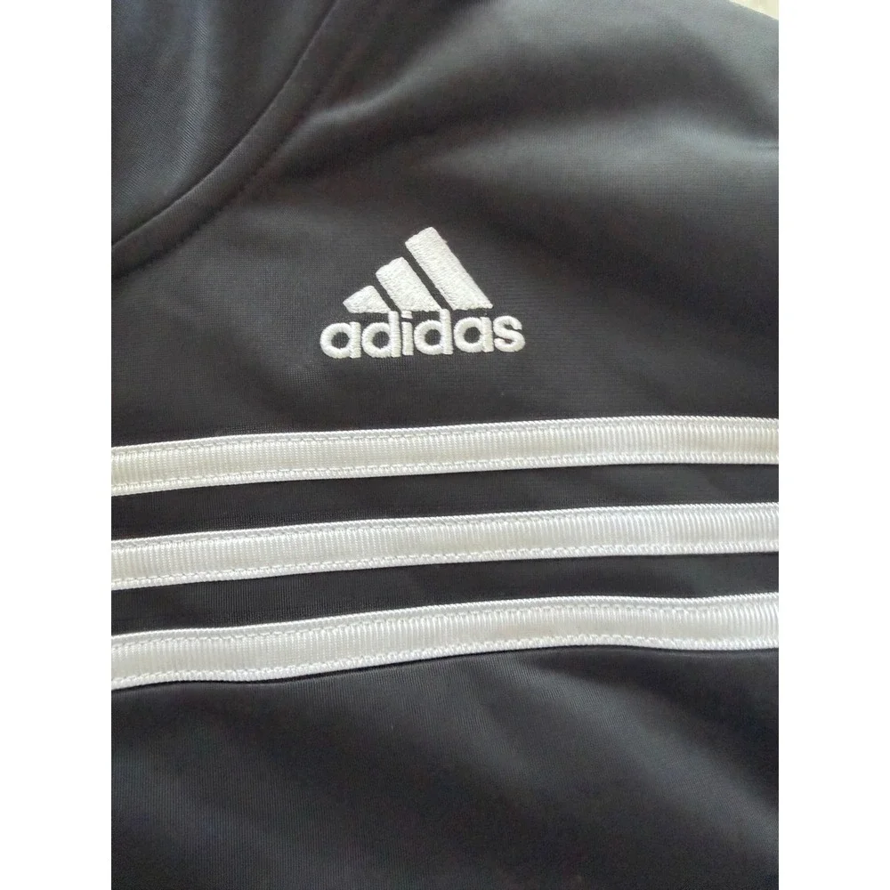 Adidas Track Jacket Boys XL 18/20 3-Stripe Full Zip Black White Excellent